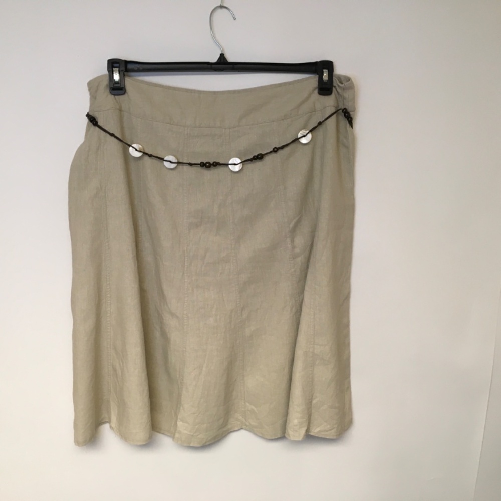 Dress Barn  linen skirt SZ 18 godet tan office casual office beachy - Picture 4 of 10